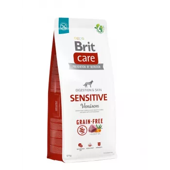 Sucha karma dla psa Brit Care Grain-Free Sensitive 12 kg — Ziemniak & Dziczyzna, Psy dorosłe, Wrażliwy żołądek, Bezglutenowa i bezlaktozowa