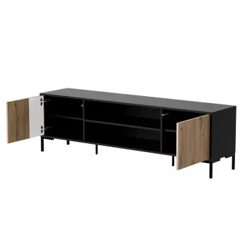 Cama szafka RTV MERCI szafka RTV 180 x 40 x 53.5 cm czarny/dąb artisan