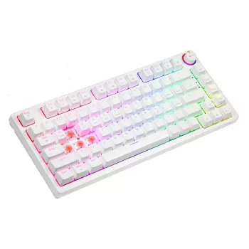 SAVIO PHENIX WHITE Bezprzewodowa Klawiatura Mechaniczna, Gateron Red Pro, ABS
