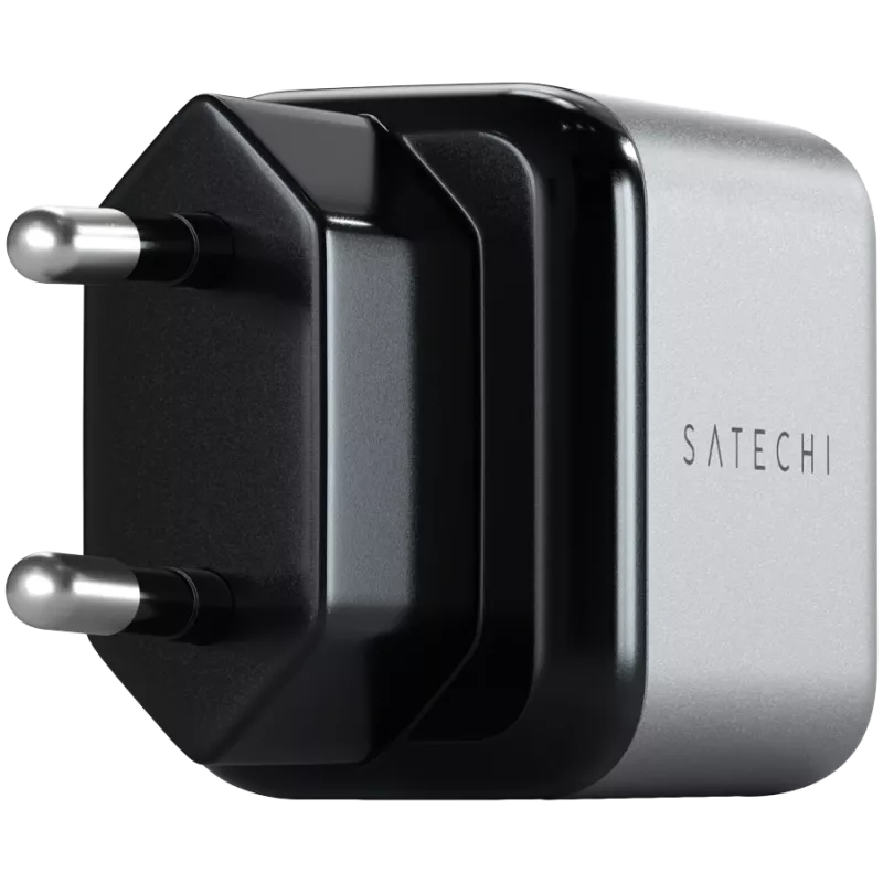 Ładowarka do urządzeń mobilnych Satechi ST-UC30WCM-EU — Uniwersalna ładowarka sieciowa do użytku wewnętrznego z 1× USB-C, czarno-srebrna