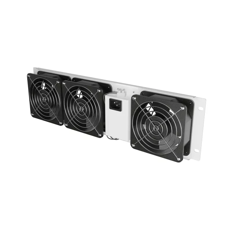 Pionowy panel wentylacyjny 19 cali do szafy rack, 3 wentylatory, 230V, szary