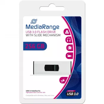 MediaRange - Pamięć USB - 256 GB - USB 3.0 - Czarny, Srebrny (MR919)