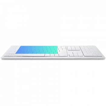 Bezprzewodowa klawiatura CLEVETURA CLVX 1 Touch-On-Keys AI — układ ANSI US Mac, przełączniki nożycowe, obudowa aluminiowa, interaktywne RGB