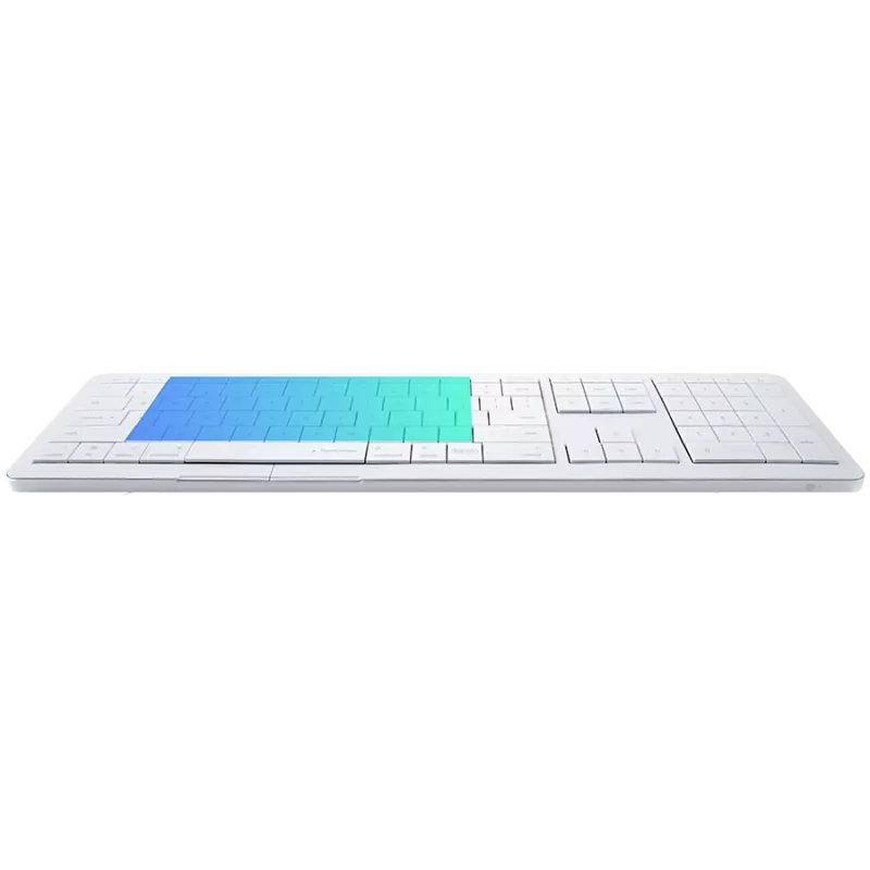 Bezprzewodowa klawiatura CLEVETURA CLVX 1 Touch-On-Keys AI — układ ANSI US Mac, przełączniki nożycowe, obudowa aluminiowa, interaktywne RGB