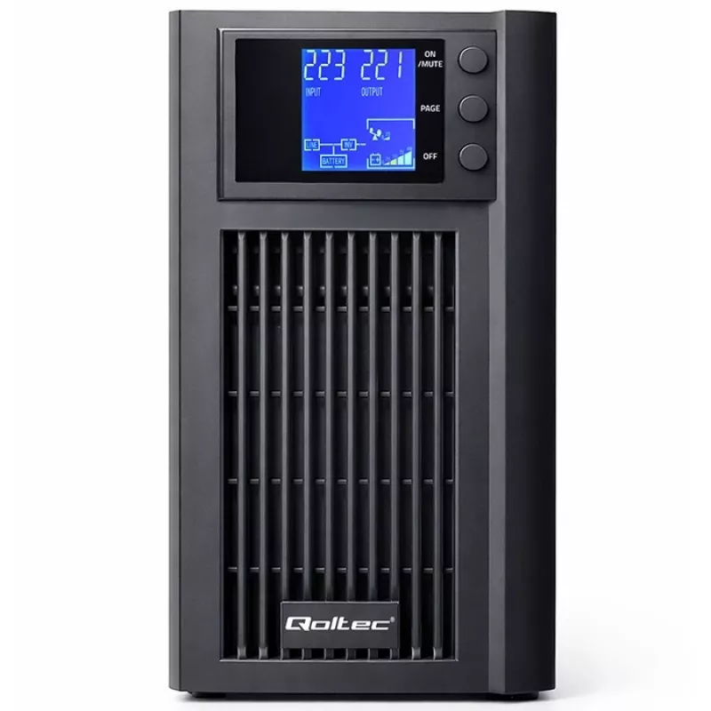 UPS QOLTEC Pure Sine Wave 2kVA 1600W z AVR i wyświetlaczem LCD