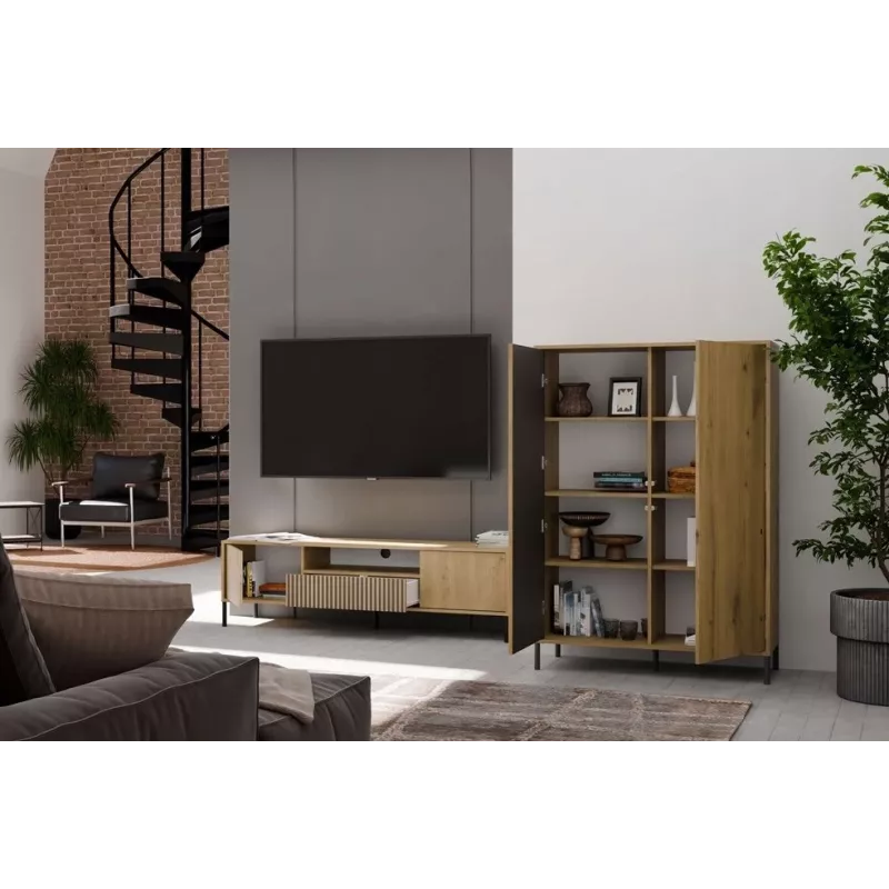 KAMARO 2DD cienki/GŁ dąb ARTISAN DISPLAY CABINET