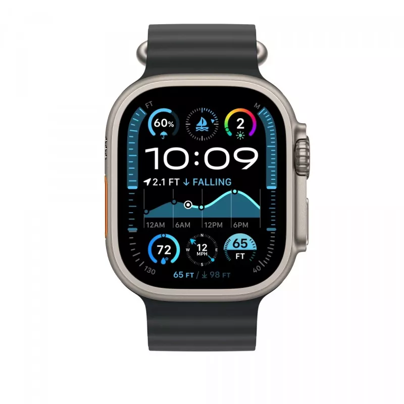 Band Apple 49mm Czarny Ocean Band Extension Natural Titanium Finish