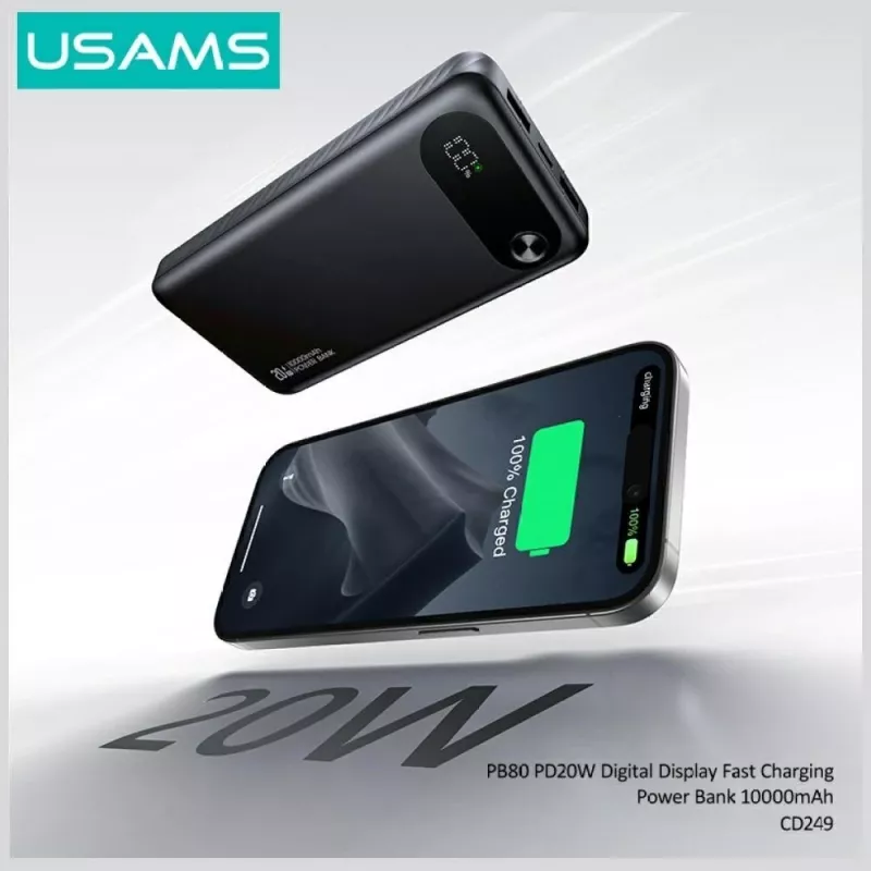 Przenośny powerbank usams PB80 10000mAh 20W PD biały
