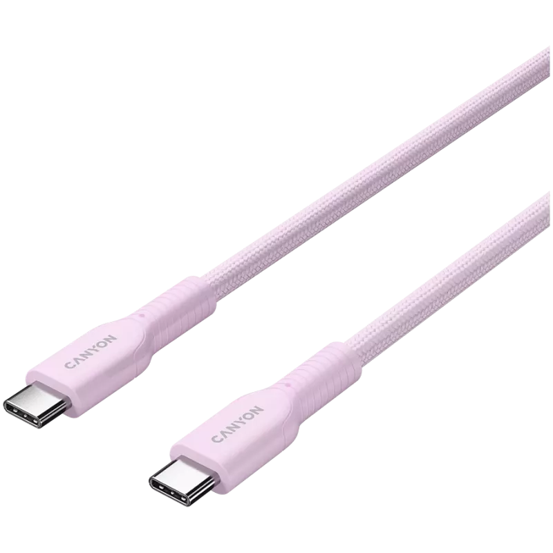 Kabel CANYON OnWire 60CL C-C 60W COLOR Pleciony 1m Różowy