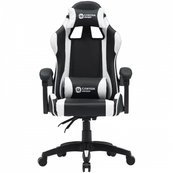 Fotel gamingowy CANYON Core SGCH2 — czarno-biały, ergonomiczny design, regulowana wysokość