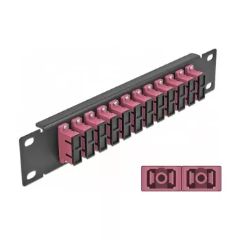Panel krosowy światłowodowy DeLOCK 10 cali 12 portów SC Duplex fioletowy 1U czarny