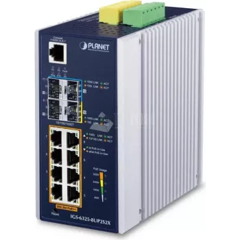 Przełącznik zarządzalny PLANET IP30 na szynę DIN, przemysłowy, L3, 8P