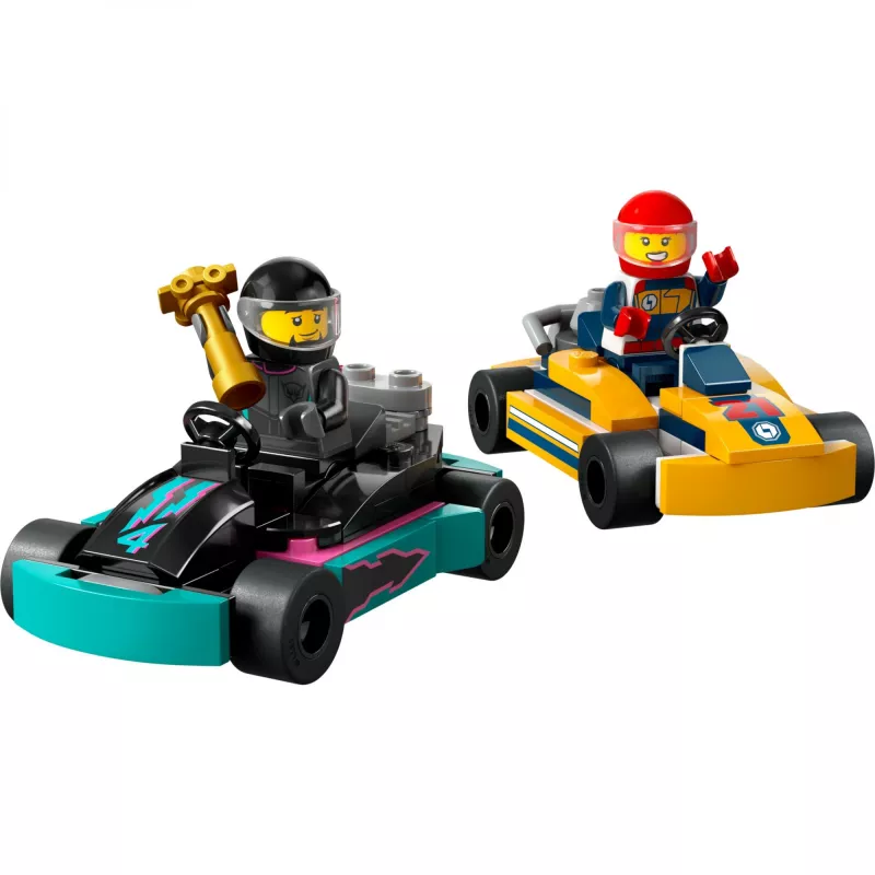 Klocki konstrukcyjne LEGO 60400 City Gokarty z zawodnikami – zestaw z minifigurkami i pojazdami