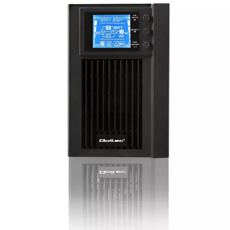 Qoltec 53042 zasilacz awaryjny (UPS) Online (podwójna konwersja) 1 kVA 800 W 2 gniazda wyjściowe AC