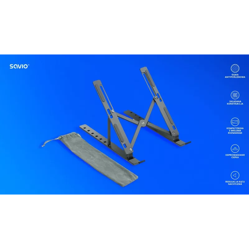 Stojak na laptopa Savio SAVPB-01 srebrny