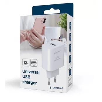 Ładowarka do urządzeń mobilnych GEMBIRD TA-UC-1A12-01 5V 2.4A 12W USB PD, 1 port, Biały