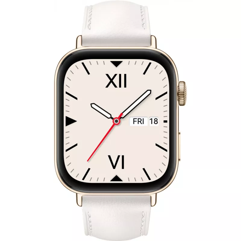 Watch Fit 3 (Solo-B19V), Smartwatch złoty/biały, skórzany pasek w kolorze białym
