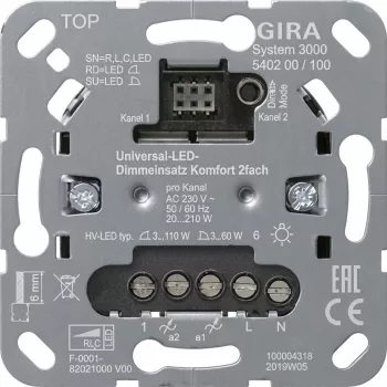 gira Uni-LED wkładka ściemniacza 2-kanałowa S3000 model 540200 do oświetlenia LED