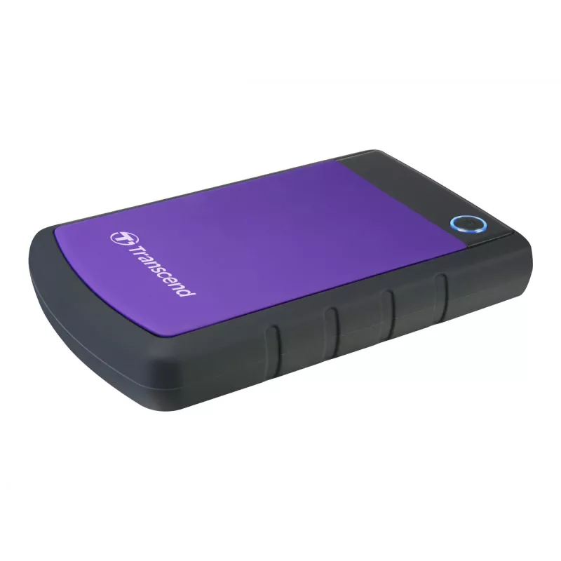 StoreJet 25H2 2.5 inch portable HDD 2TBUSB 3.0 Shockproof with Dark grey silicon cover and purple cover one touch Auto-Backup button