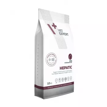 Sucha karma dla psów VETEXPERT Veterinary Diet Hepatic 12 kg — dietetyczne żywienie wspomagające wątrobę, smak mięsny, dla psów dorosłych 10–15,9 kg