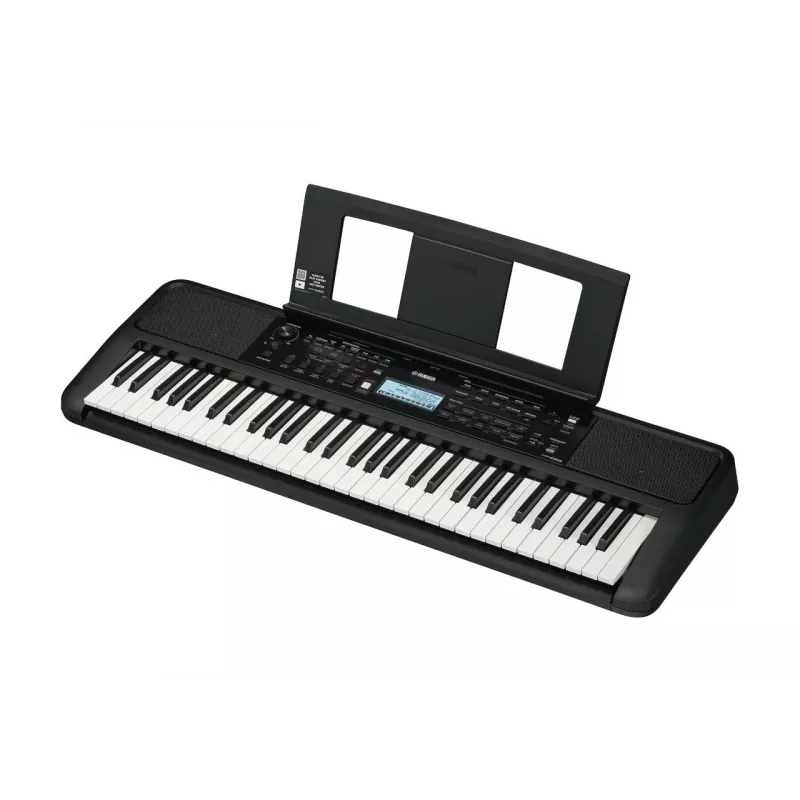 klawiatura YAMAHA PSR-E383 — 61-klawiszowy przenośny klawiatura MIDI, wyświetlacz LCD, USB, wbudowane głośniki, zasilany bateriami (6), czarny