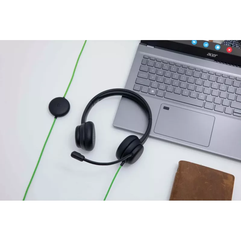 Przewodowy zestaw słuchawkowy konferencyjny Acer GP.HDS11.01N — nauszny, kabel 2 m, 20–20000 Hz, 160 g, czarny