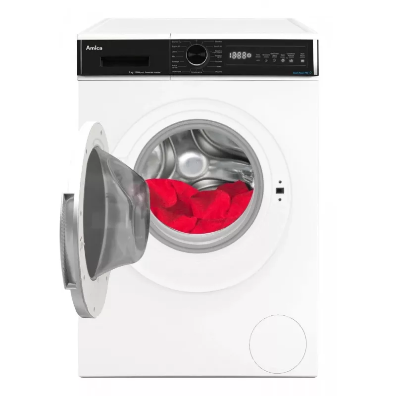 Pralka wolnostojąca AMICA WA3S712BLiSHB, 7 kg, 1200 obr./min, 2100 W, wyświetlacz LED, czarne drzwi