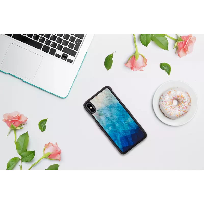 Etui iKins do iPhone XS Max — niebieski lakierowane, czarne wykończenie
