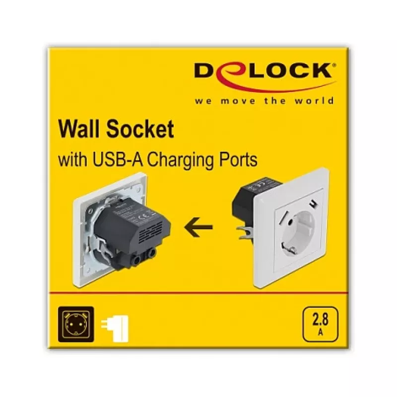 Gniazdo natynkowe 2 x USB + CEE 7/3 DeLOCK 11473