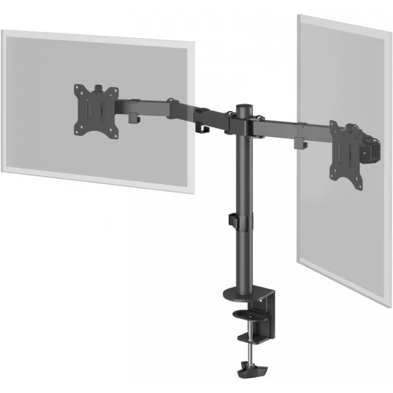 Uchwyt Goobay Monitor Arm Dual Flex - ekran 17-32 cale - montaż na biurko VESA 75 i 100 mm - Obracanie, obrót i pochylanie - regulacja wysokości - maksymalne obciążenie