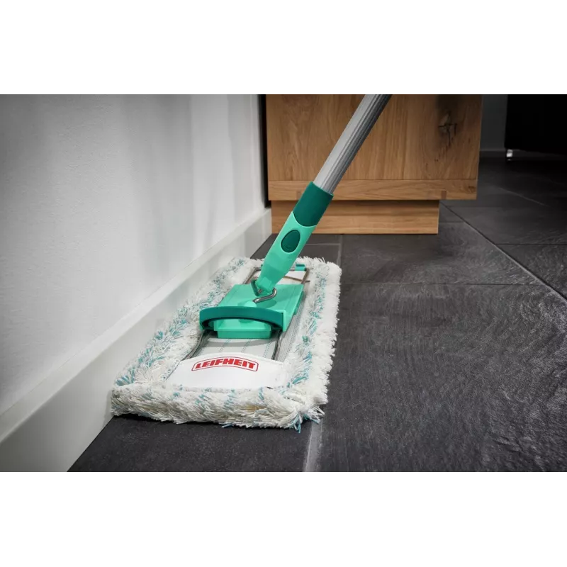 Mop płaski Leifheit Profi XL cotton plus — szerokość 420 mm, obrotowa głowica 360°, bawełna/włókno, trzonek aluminiowy