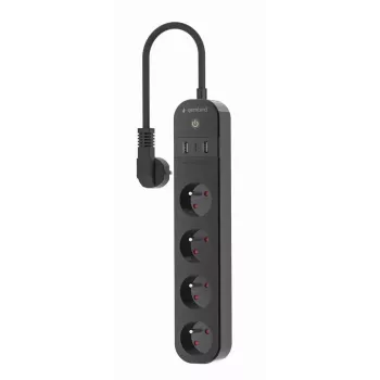 Listwa zasilająca GEMBIRD TSL-PS-F4U-02 z 4 gniazdami PL i ładowarką USB, czarna