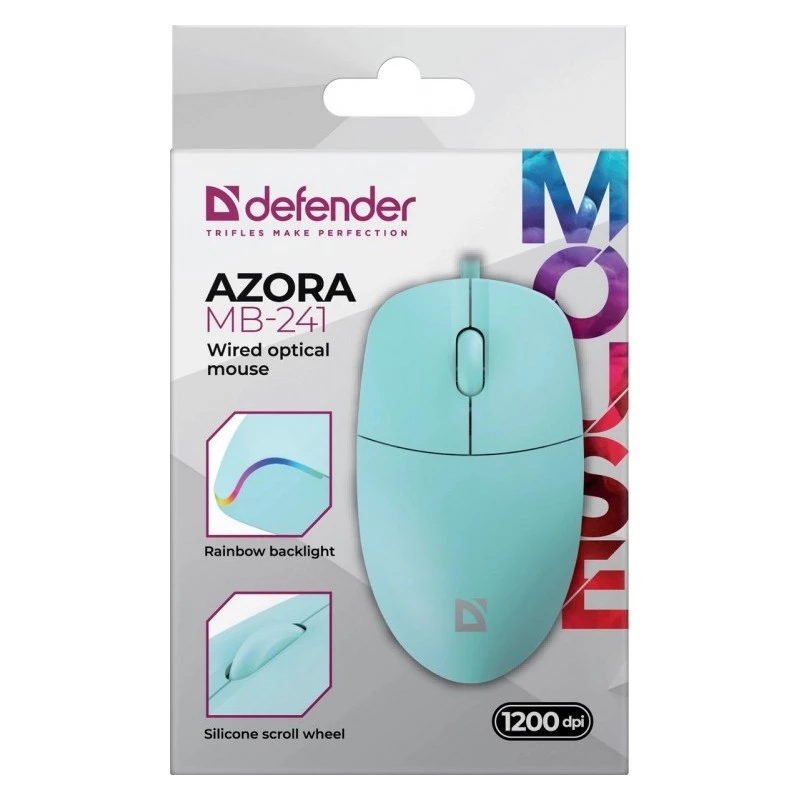 MYSZ PRZEWODOWA DEFENDER AZORA MB-241 RF MIĘTOWA 1200dpi 3P