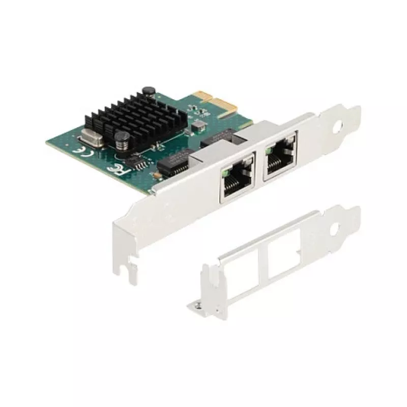 Karta DeLOCK PCI Express x1 2 x RJ45 Gigabit LAN BCM Szara