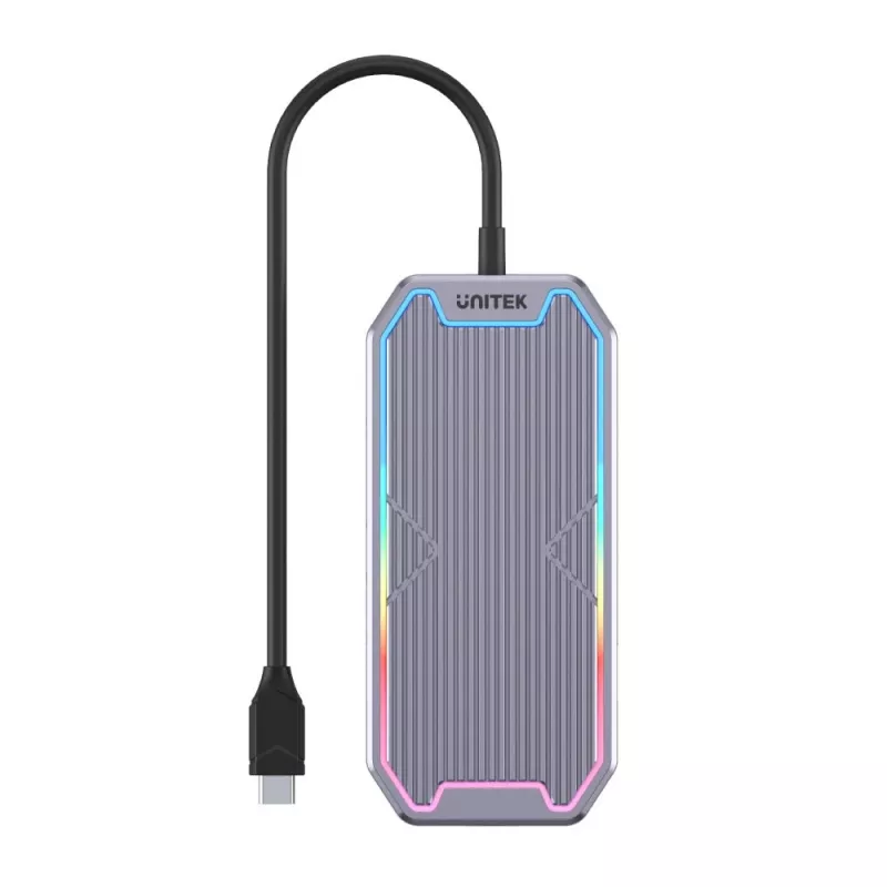 Koncentrator USB Unitek uHUB S7+ — przewodowy USB 3.2 Gen 2 Type-C, 100 W PD, Gigabit Ethernet, obsługa 4K, Space szary