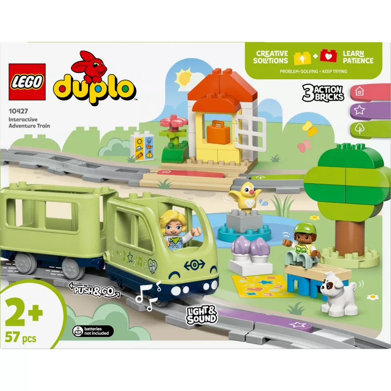 Zestaw kolejowy LEGO DUPLO Interaktywna Kolej Przygód 10427, 57 elementów, 2 figurki DUPLO, dla dzieci od 2 lat