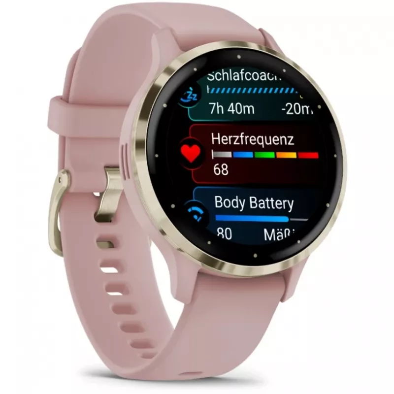 Garmin Venu 3S 3,05 cm (1,2) AMOLED 41 mm Cyfrowy 390 x 390 pikseli Ekran dotykowy Złoty, Różowy Wi-Fi GPS (satelitarny)
