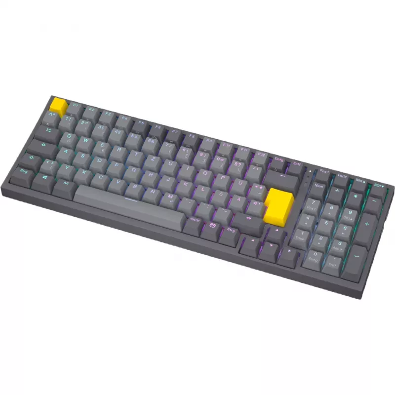 Celeris 1800, klawiatura gamingowa szara, układ DE, ENDORFY żółty by Gateron