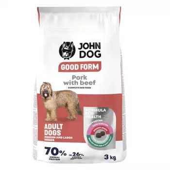 Sucha karma dla psa john dog Good Form Adult dla ras średnich i dużych, wieprzowina z wołowiną, 3 kg