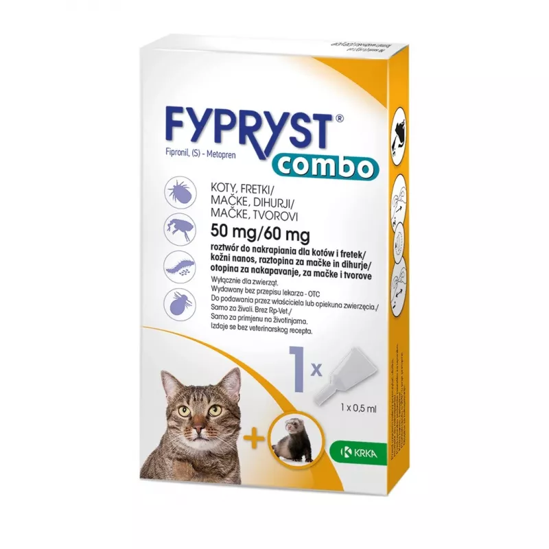FYPRYST Combo 50/60mg - krople przeciw pchłom i kleszczom dla kotów – 1x0,5ml