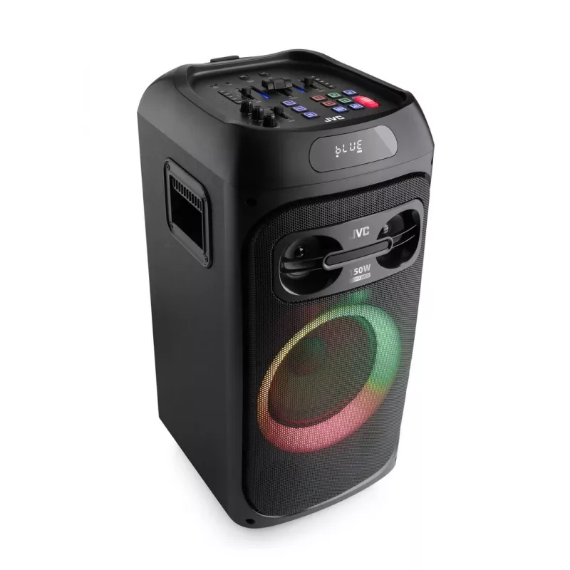 Głośnik imprezowy JVC XS-EP514B — stereofoniczny głośnik przenośny, 150 W RMS, Bluetooth 5.0, TWS, bateria 4000 mAh, karaoke, FM, czarny