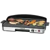 Elektryczny grill stołowy Rommelsbacher BBQ 2003 — 1900 W, 50×25 cm, ryflowana + Teppanyaki, regulowany termostat, srebrny/czarny