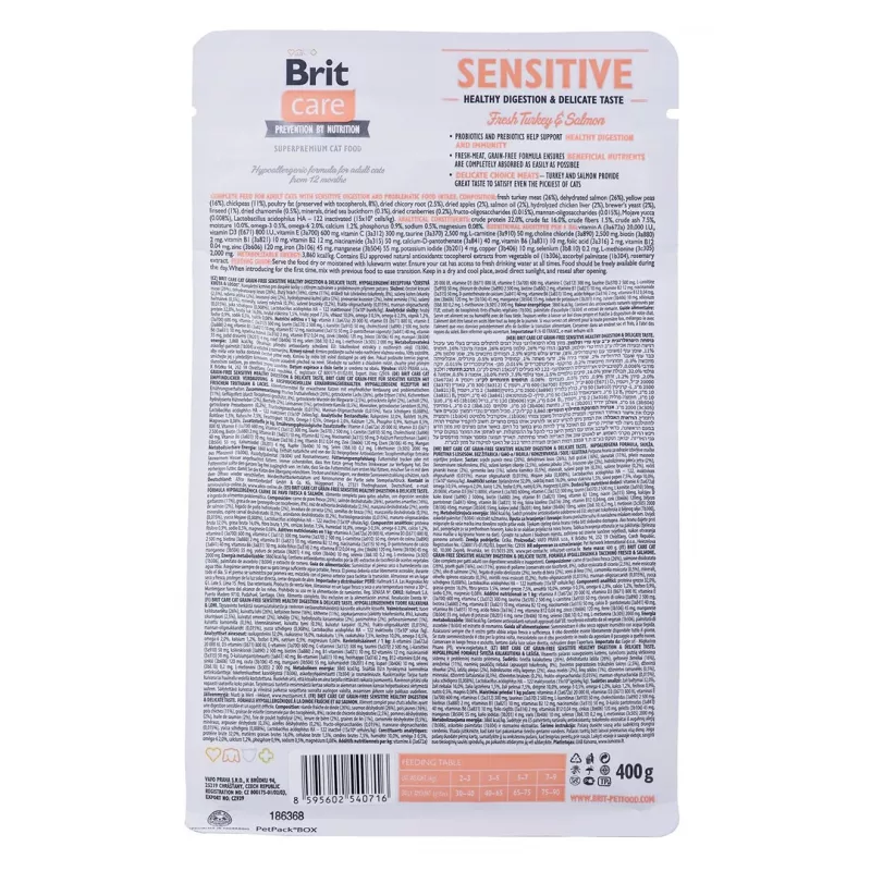 BRIT Care Grain-Free Sensitive Indyk&Łosoś - sucha karma dla kotów - 400 g