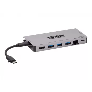 Stacja dokująca USB-C - 4K HDMI, USB 3.2 Gen 1, Hub USB-A, GbE, Czytnik kart, Ładowanie 100W PD, Odłączany przewód U442-DOCK5D-GY