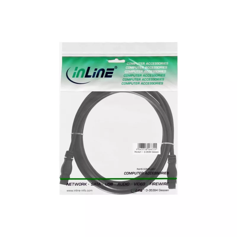 Kabel FireWire 800 InLine 39902 1.8m męski/męski czarny