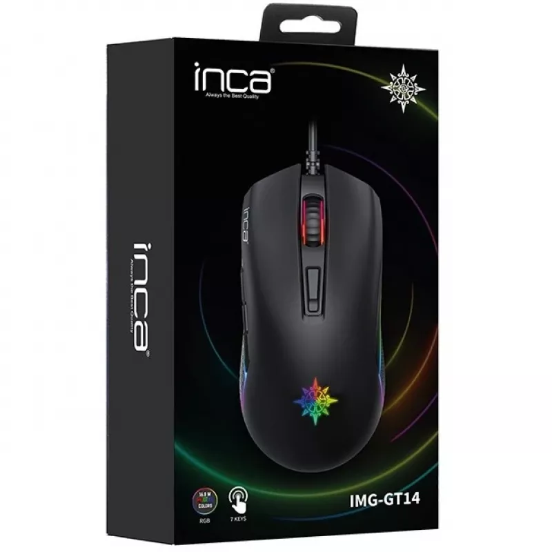 INCA Gaming mysz IMG-GT14 3600 DPI. RGB. 7 przycisków. USB. SW retail