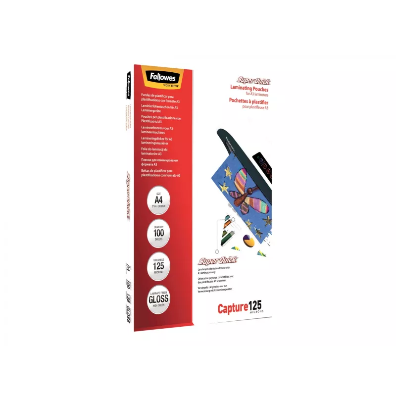 Fellowes SuperQuick A4 Błyszcząca Folia do laminacji 125 mikronów