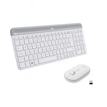 Logitech Slim Wireless Combo MK470 - Zestaw klawiatury i myszy - Bezprzewodowy - 2,4 GHz - Hiszpański - Off-White (920-009199)
