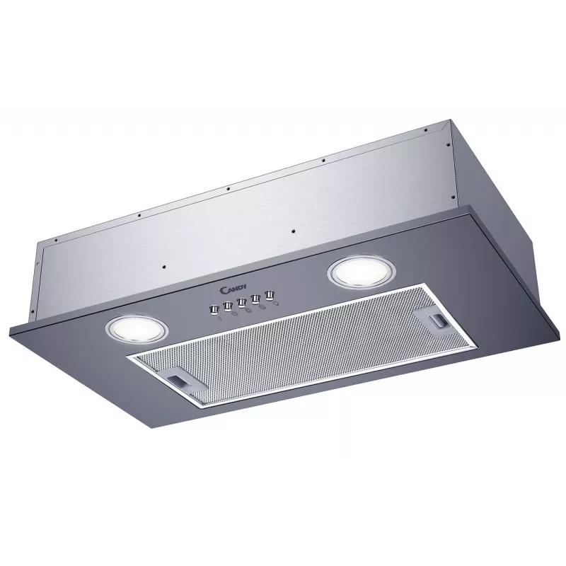 Okap do zabudowy CANDY CBG625/1X, szerokość 520 mm, 207 m³/h, filtr węglowy, sterowanie obrotowe, srebrny
