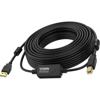 Kabel USB Vision TC 10MUSB+/BL/2 USB 2.0 10m USB A USB B Czarny